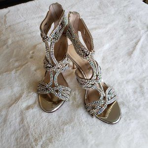 Antonio Melani Sparkly Studded Gold Heels